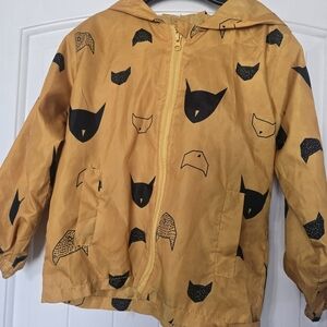 Kids Mustard Yellow Jacket with Black Cat Print‎